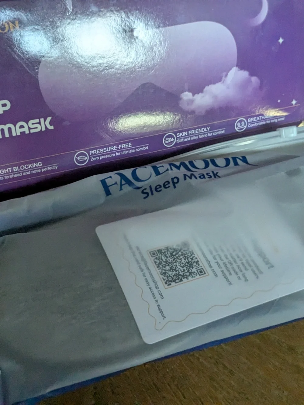 3D Sleep Eye Mask — Purple Light-Blocking VR Cover